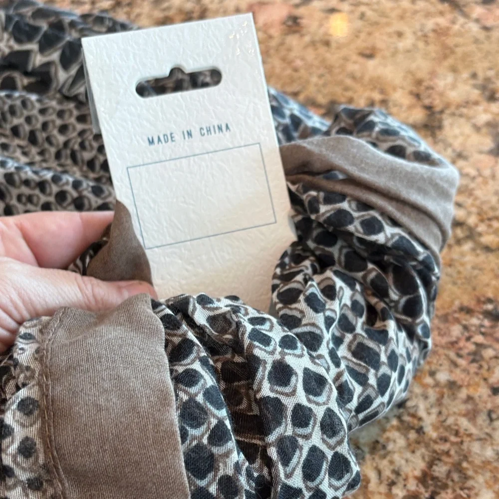 Amanda Blu Elegant Brown and Black Patterned Scarf from Recycled Materials